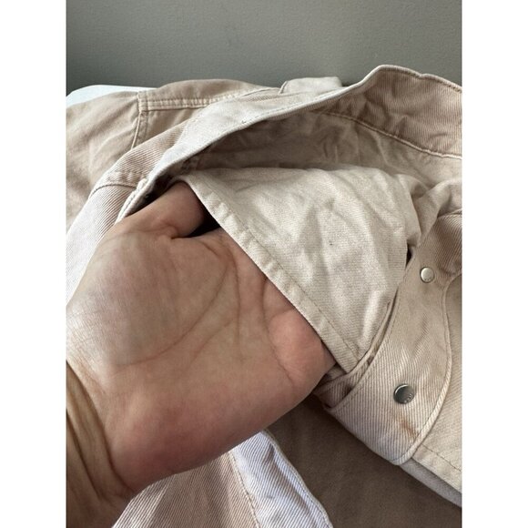 GAP VTG vibe XL Light Wash Denim Jacket Pastel Peach Pink Y2K Coquette Soft Girl - Picture 10 of 13